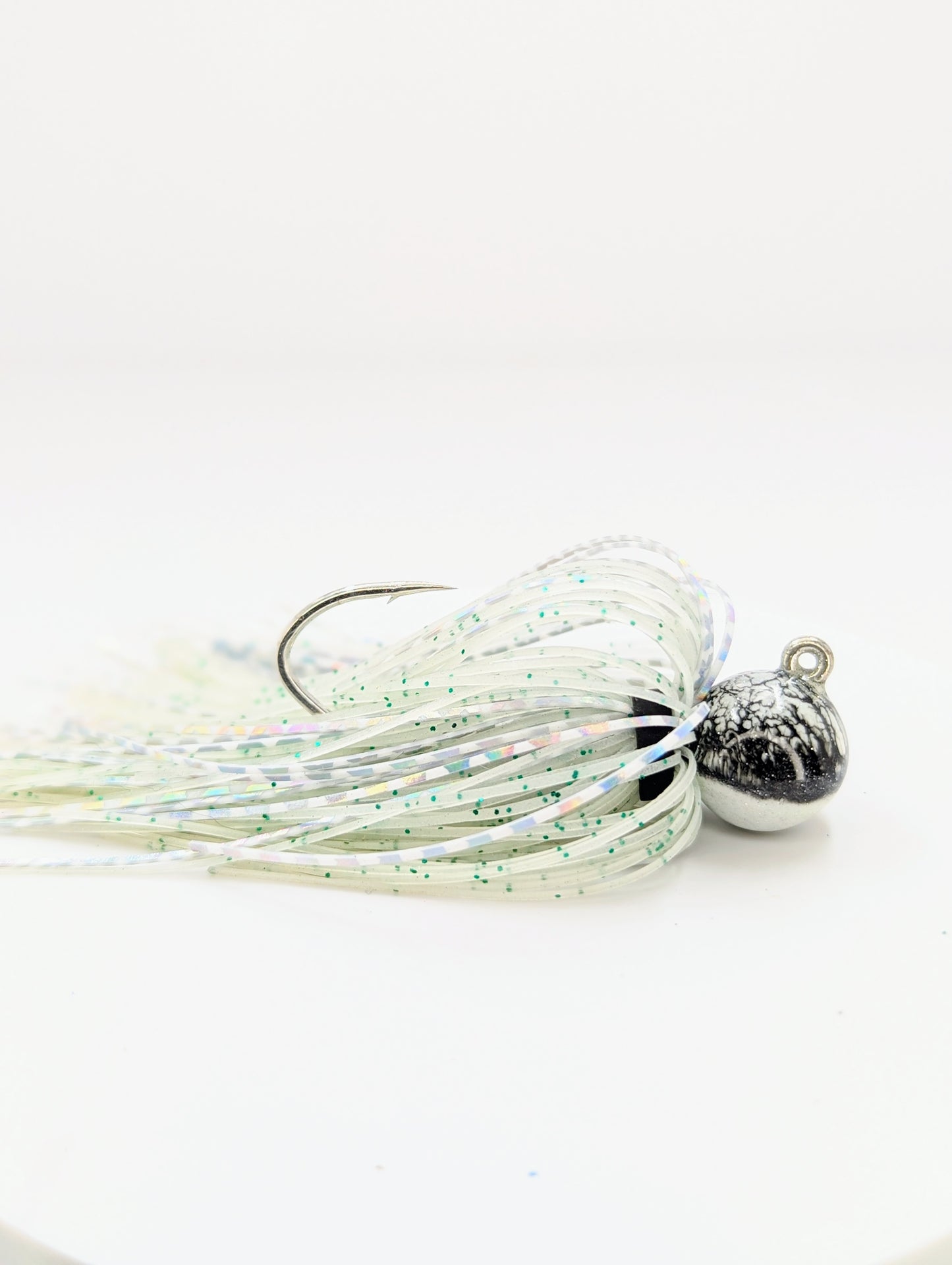 The "Rea-Burb" (UV White) - Reaper Sickle Hook Skirt Jig