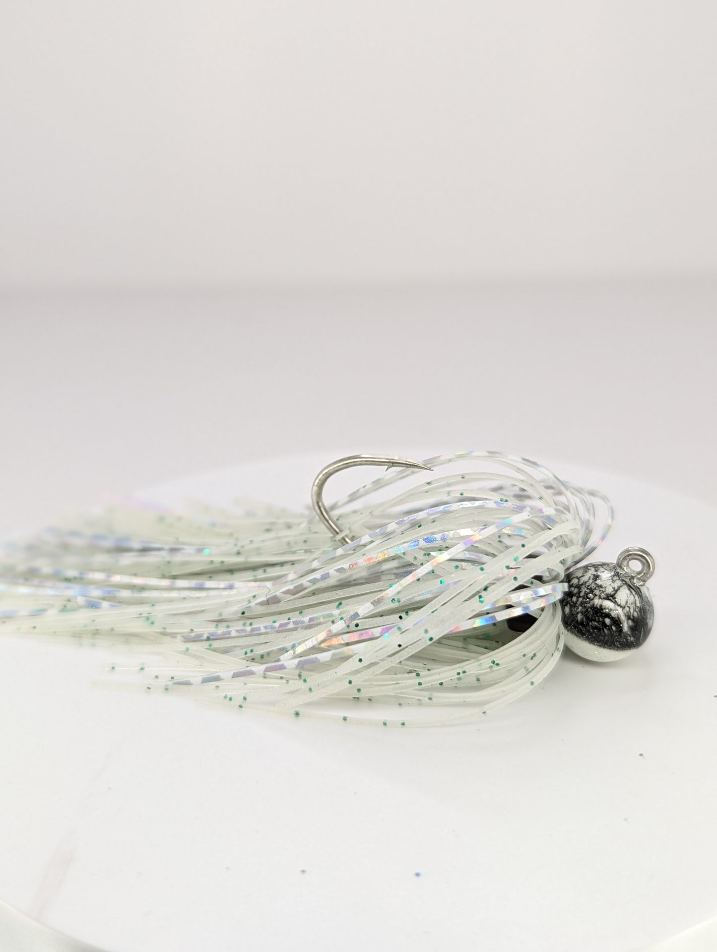The "Rea-Burb" (UV White) - Reaper Sickle Hook Skirt Jig
